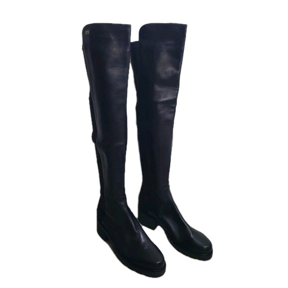 STUART WEITZMAN BOOTS 5050 ALINA CITY Over THE Knee Leather Black size 8.5 NEW - Picture 3 of 12
